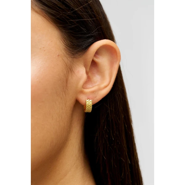 Oroton Mathilde Mini Hoops Worn Gold, view 2