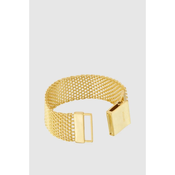 Oroton Mathilde Wide Bracelet Worn Gold, view 3