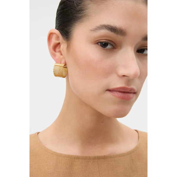 Oroton Mathilde Wide Hoops Worn Gold, view 2