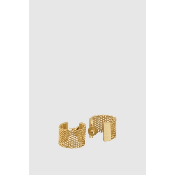 Oroton Mathilde Wide Hoops Worn Gold, view 3