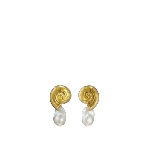 Maurie Pearl Drop Stud Earrings Pearl/Gold