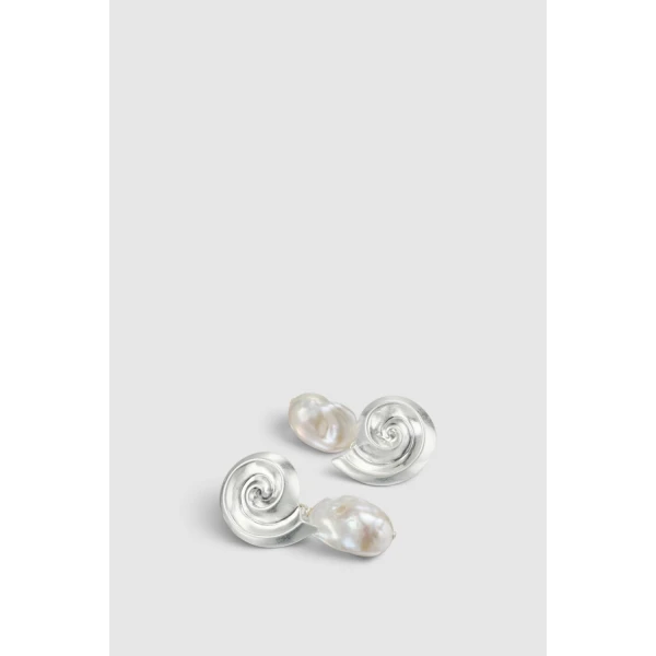 Oroton Maurie Pearl Drop Stud Earrings Pearl/Silver, view 3