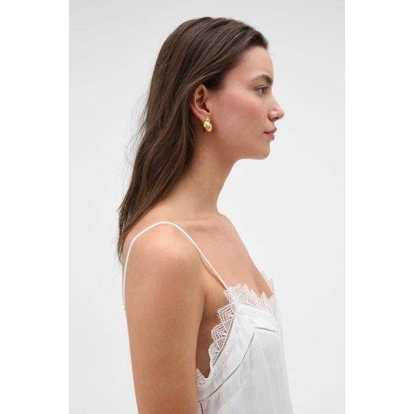 Oroton Maurie Shell Stud Earrings Worn Gold, view 2