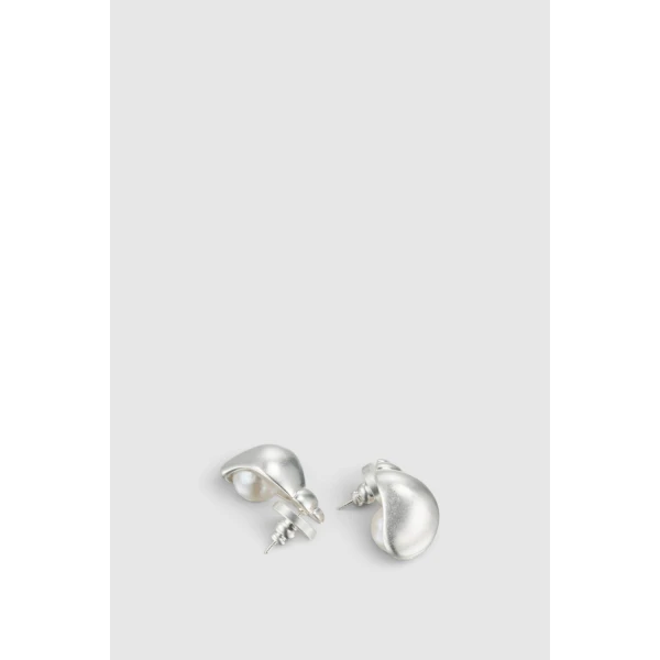 Oroton Maurie Shell Stud Earrings Worn Silver, view 3