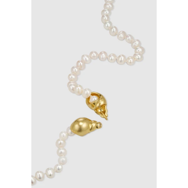 Oroton Maurie Wrap Necklace Pearl/Worn Gold, view 5
