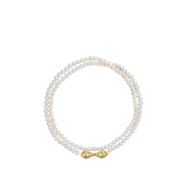 Maurie Wrap Necklace Pearl/Worn Gold