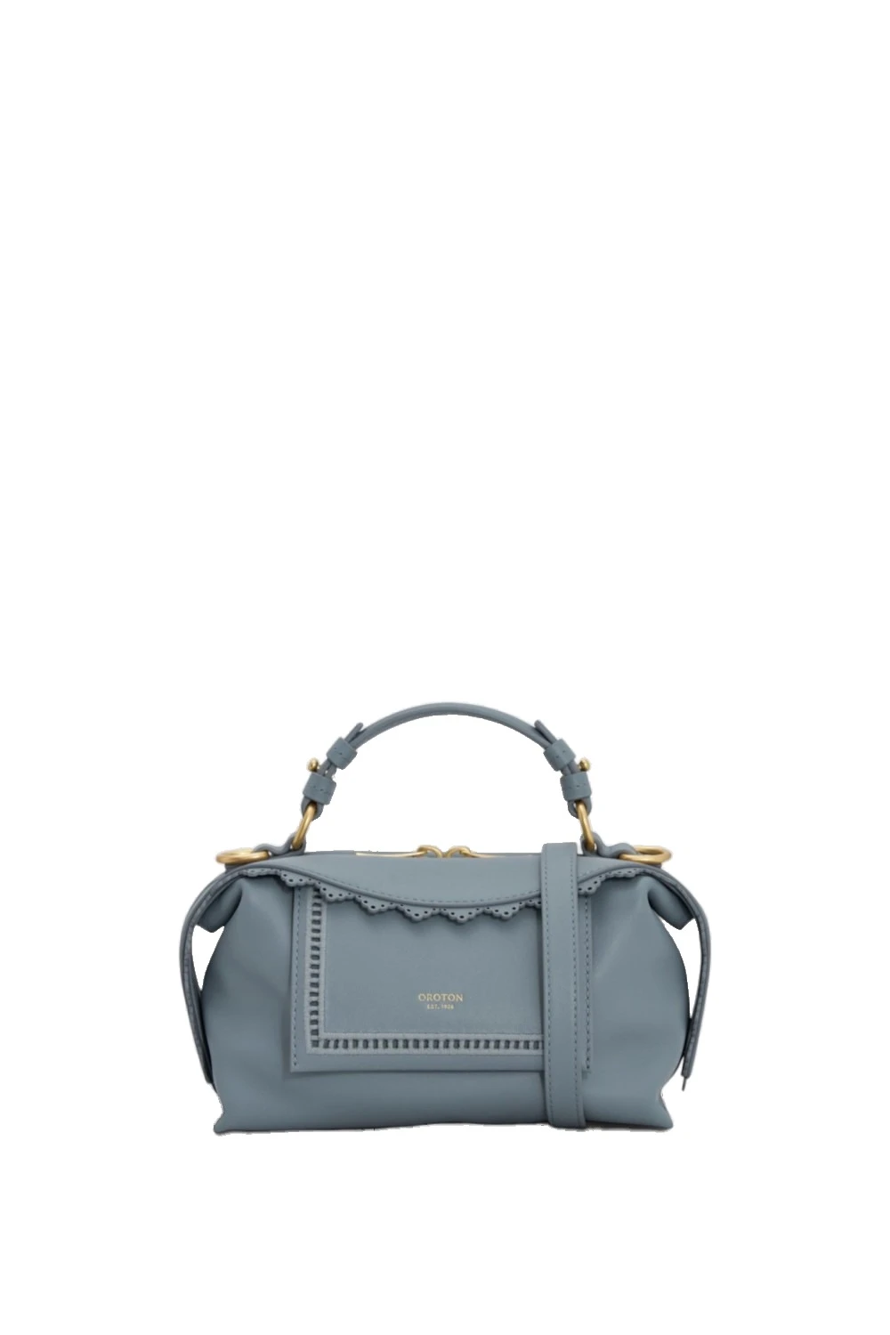 Oroton Mica Smooth Broidery Mini Bowler Smoke | Mini Bags | Coveti Oroton Mica Smooth Broidery Mini Bowler Smoke