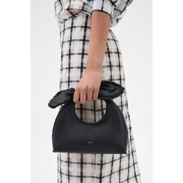 Oroton Myrtle Satin Mini Bag Black, view 2