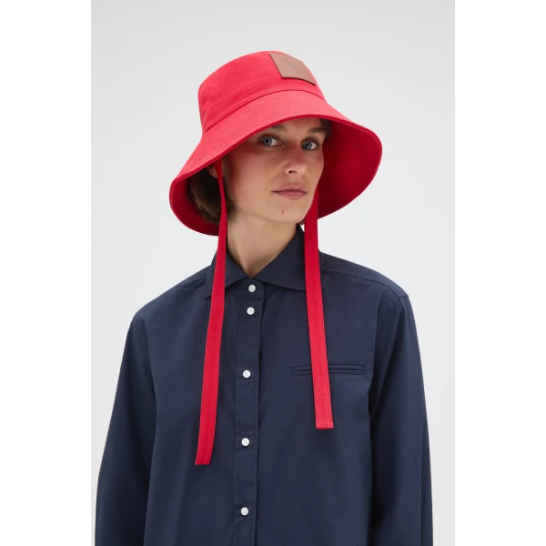 Oroton Nell Bucket Hat Market Red, view 2