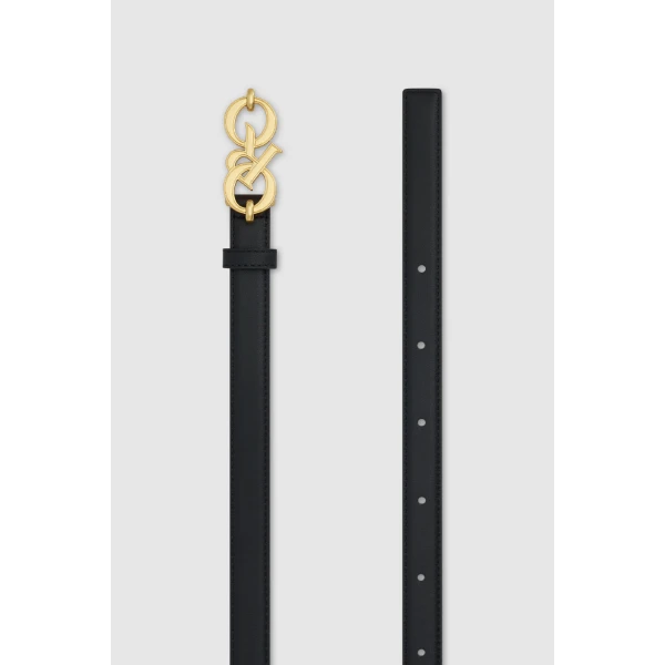 Oroton Olivia 20mm Logo Belt Black, view 3