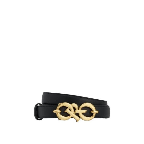 Oroton Olivia 20mm Logo Belt Black