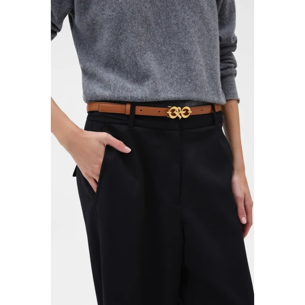 Oroton Olivia 20mm Logo Belt Cognac, view 2