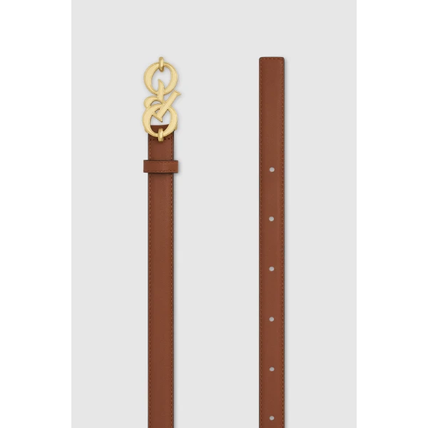 Oroton Olivia 20mm Logo Belt Cognac, view 3