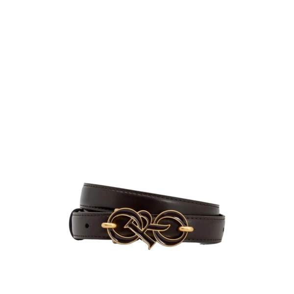 Oroton Olivia Smooth 20mm Logo Belt True Chocolate