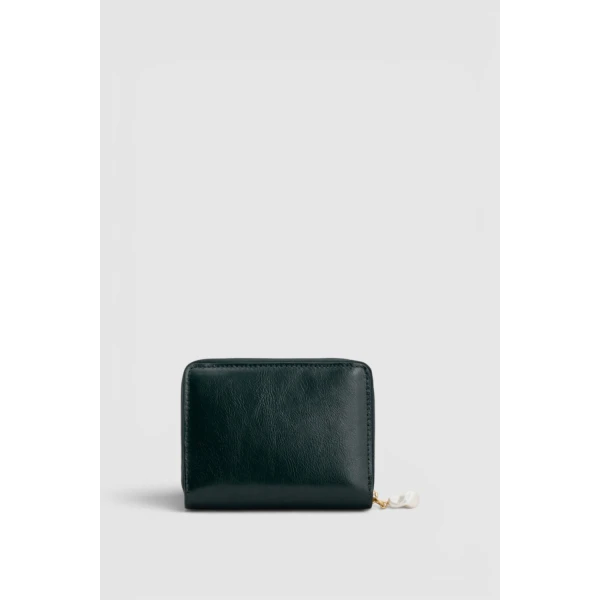 Oroton Ophelia Crackle Medium Zip Around Wallet Shade Green, view 3