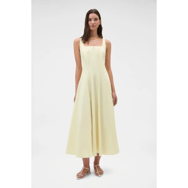 Oroton Panelled Day Dress Pale Lemon, view 2