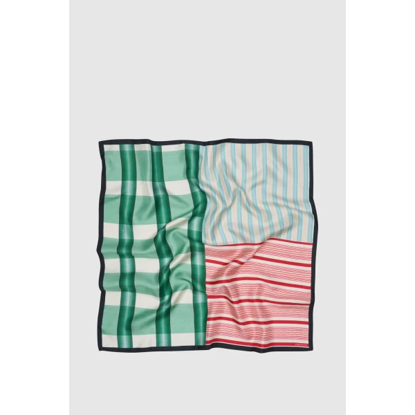 Oroton Patchwork Silk Scarf Multi, view 2