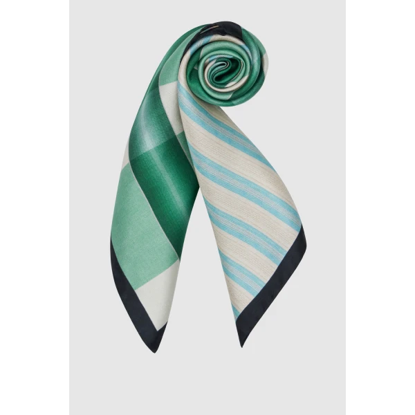 Oroton Patchwork Silk Scarf Multi, view 4