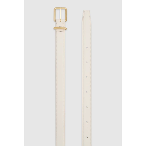 Oroton Remi Smooth 25mm Belt Warm White, view 3