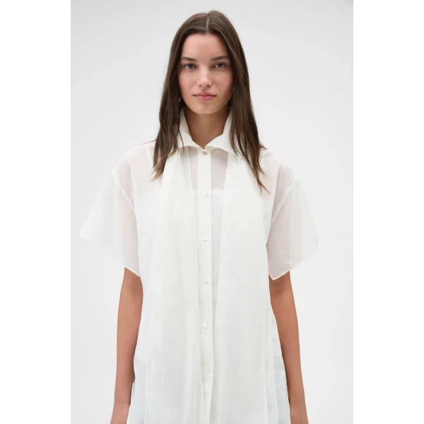 Oroton Scarf Detail Top Antique White, view 4