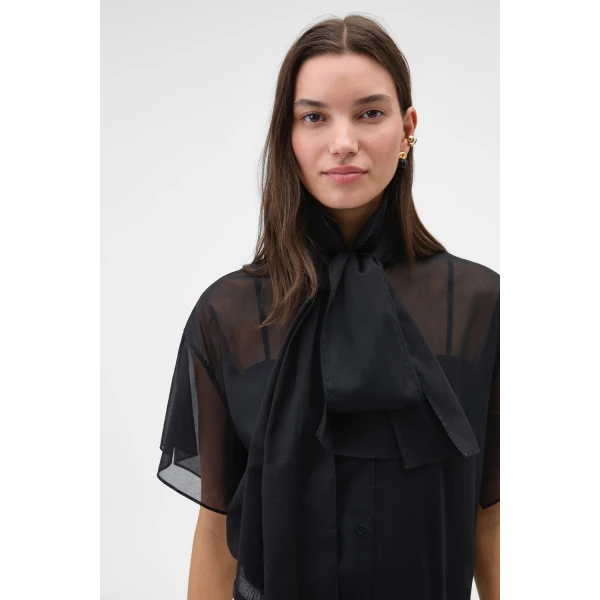 Oroton Scarf Detail Top Black, view 5