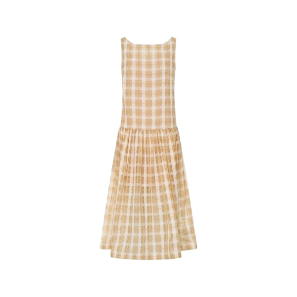 Sheer Check Drop Waist Dress Butterscotch