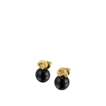 Oroton Sidney Stone Stud Earrings Black/Worn Gold