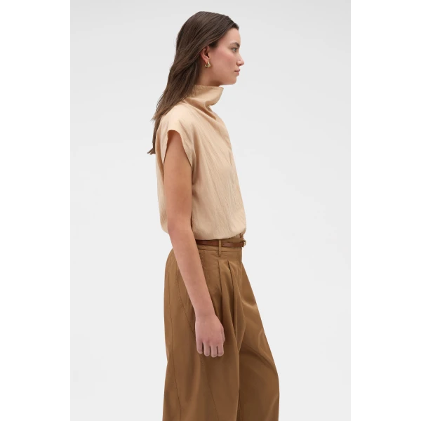 Oroton Soft Drape Shirt Butterscotch, view 3
