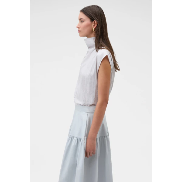 Oroton Soft Drape Shirt Pale Frost, view 3