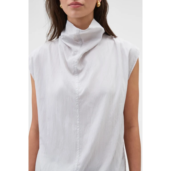 Oroton Soft Drape Shirt Pale Frost, view 4
