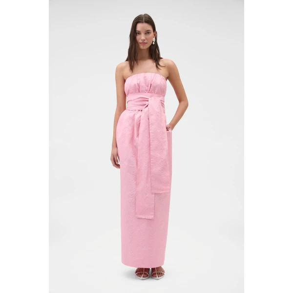 Oroton Tuck Detail Gown Pink Rose, view 2