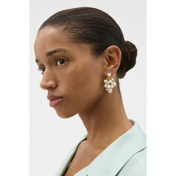 Oroton Vera Pearl Cluster Drop Earrings Pearl, view 2