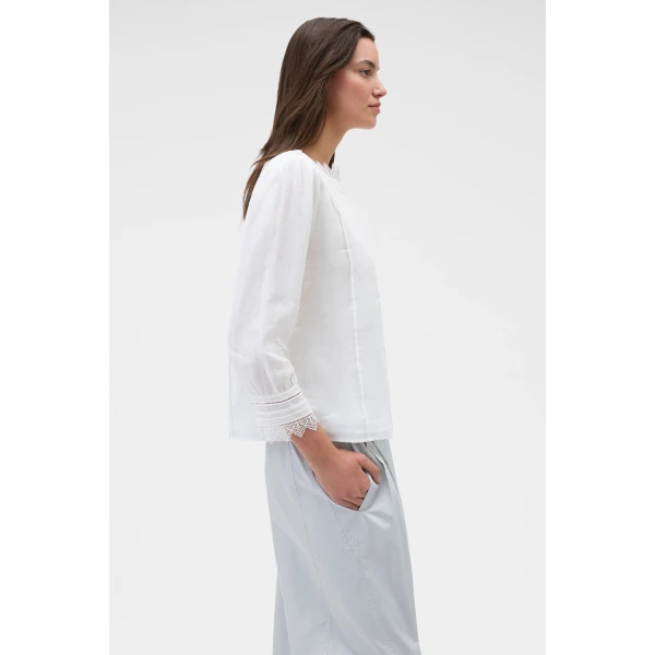 Oroton White Lace Trim Top White, view 5