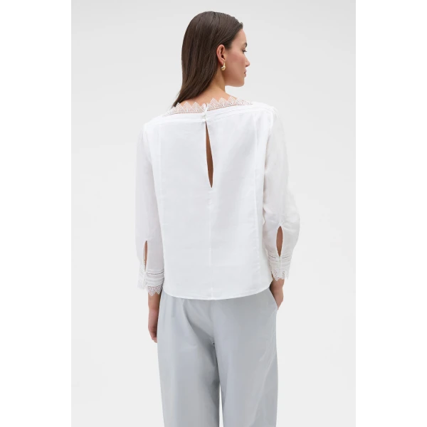 Oroton White Lace Trim Top White, view 6