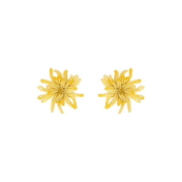 Oscar de la Renta Beaded Chrysanthemum Earrings