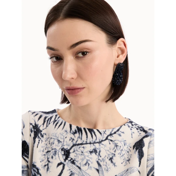 Oscar de la Renta Beaded Cluster Drop Earrings, view 2