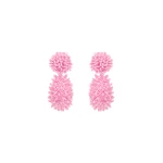 Oscar de la Renta Beaded Cluster Drop Earrings in Rose