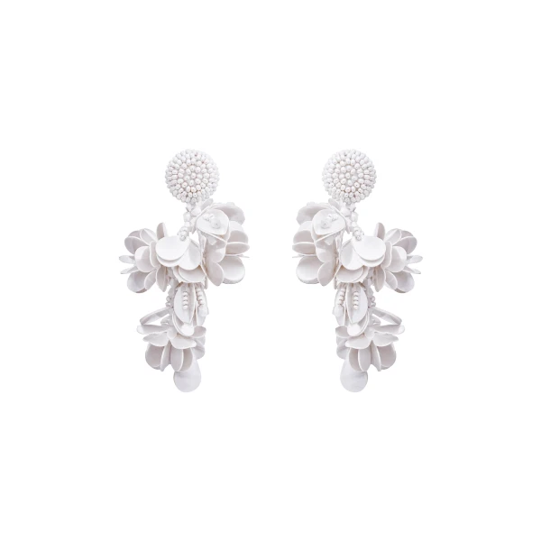 Beaded Floral Bouquet Clip-On Earrings