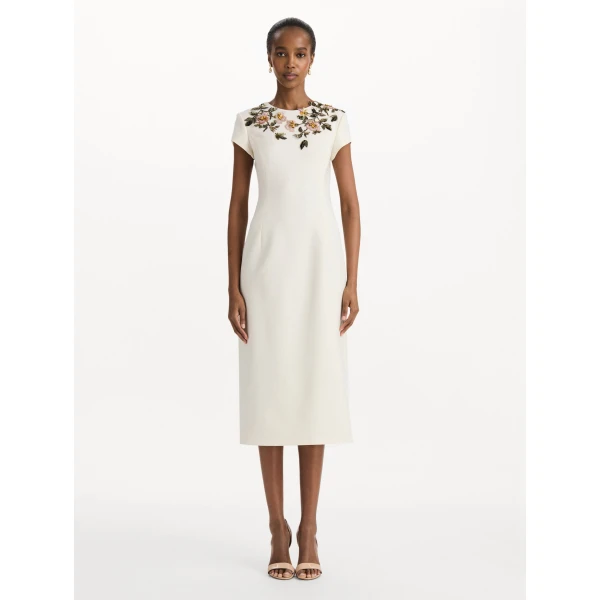 Oscar de la Renta Beaded Floral Embroidered Pencil Dress, view 2