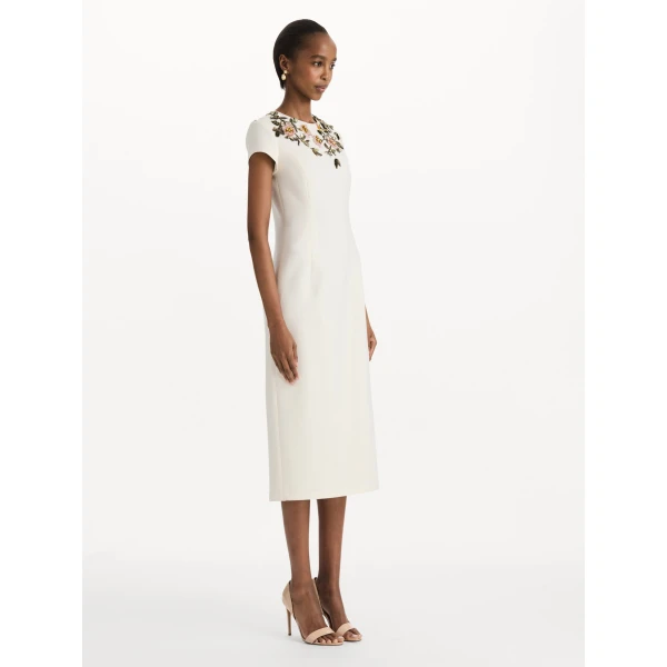 Oscar de la Renta Beaded Floral Embroidered Pencil Dress, view 3