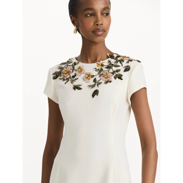 Oscar de la Renta Beaded Floral Embroidered Pencil Dress, view 4