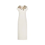 Oscar de la Renta Beaded Floral Embroidered Pencil Dress