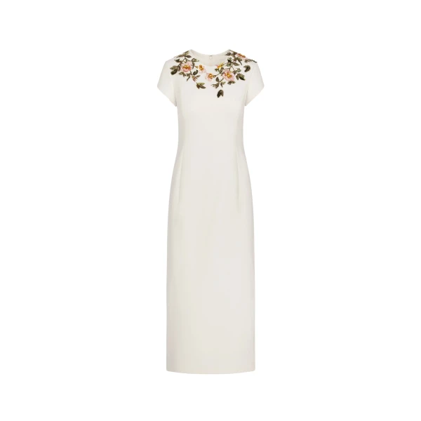 Beaded Floral Embroidered Pencil Dress