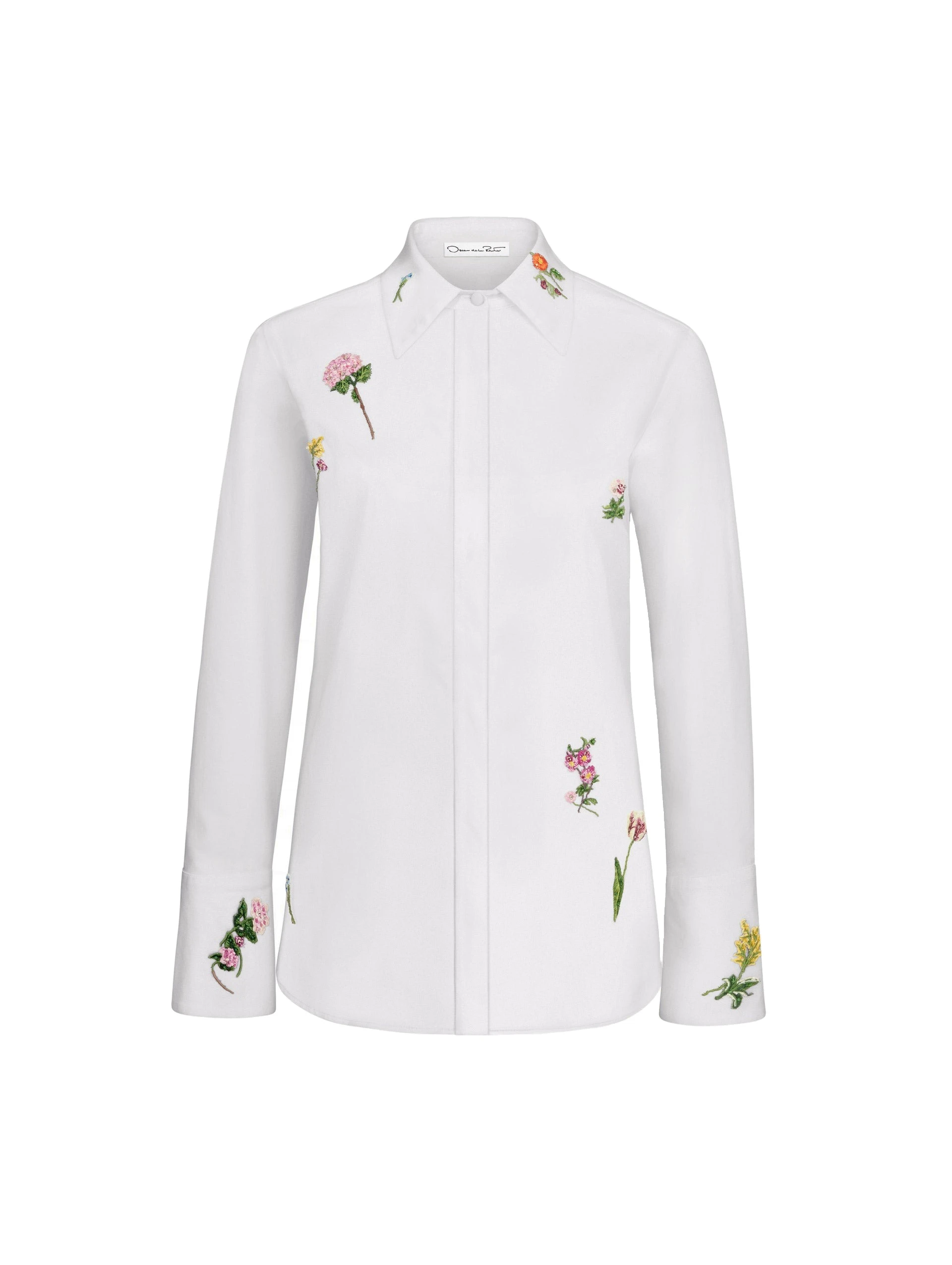 Oscar de la Renta Beaded Mixed Botanical Stretch Twill Blouse | Tops | Coveti Oscar de la Renta Beaded Mixed Botanical Stretch Twill Blouse