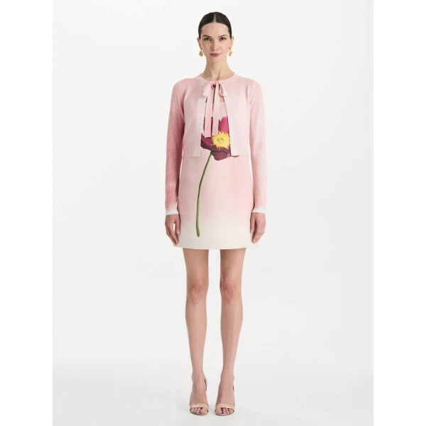 Oscar de la Renta Botanical Tie-Neck Cardigan, view 3
