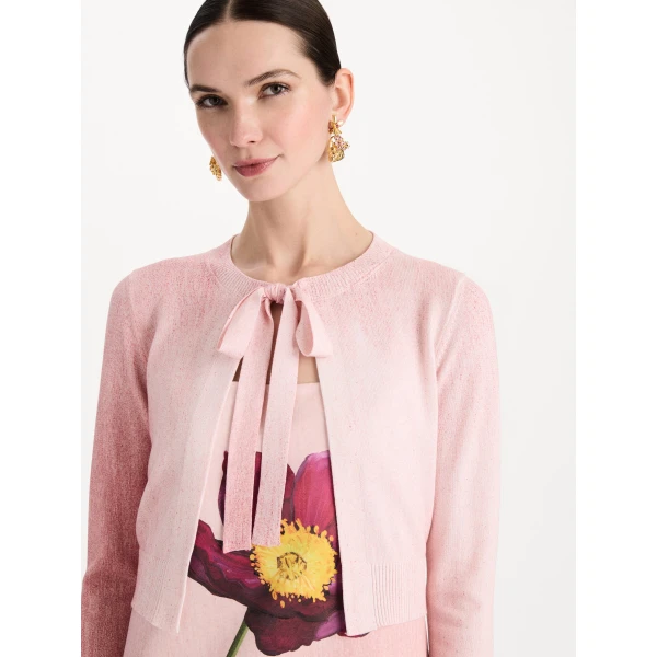 Oscar de la Renta Botanical Tie-Neck Cardigan, view 6