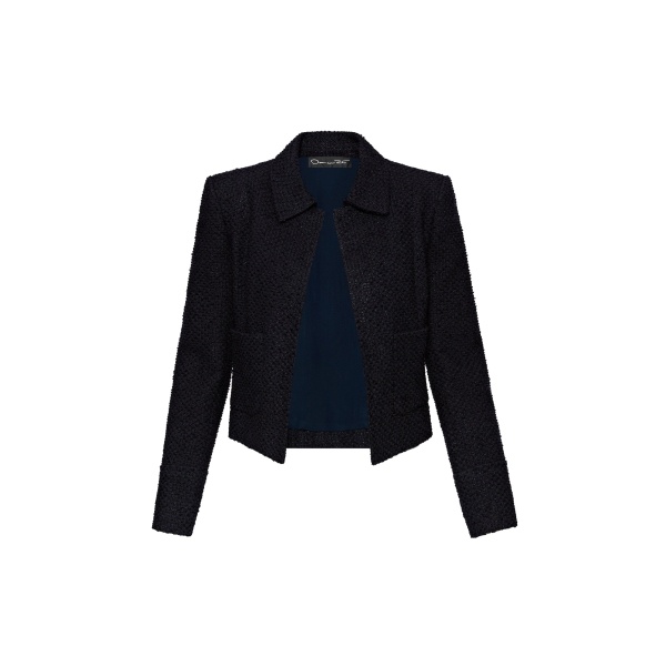 Oscar de la Renta Boucle Tweed Jacket in Navy