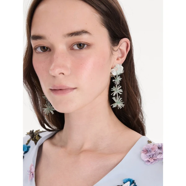 Oscar de la Renta Bugle Bead Firework Drop Earrings, view 2
