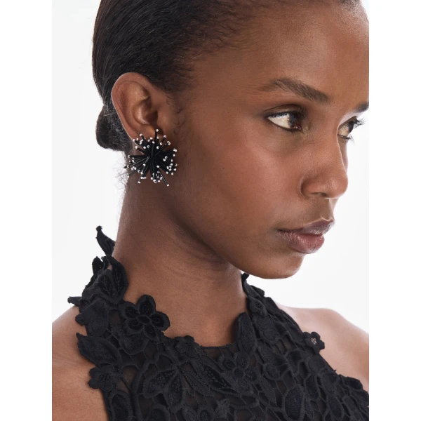 Oscar de la Renta Bugle Bead Firework Stud Earrings, view 2