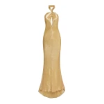 Oscar de la Renta Bugle Bead Lamé Gown